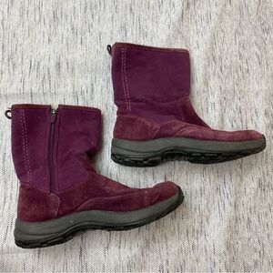 L.L Bean Purple Pink Velvet Cloth Winter Booties 8.5